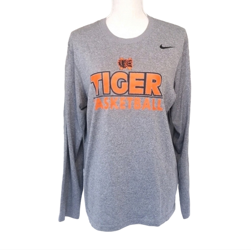Nike Dri-Fit Gray Women Size Medium Tiger Long Sleeve Athletic Shirt